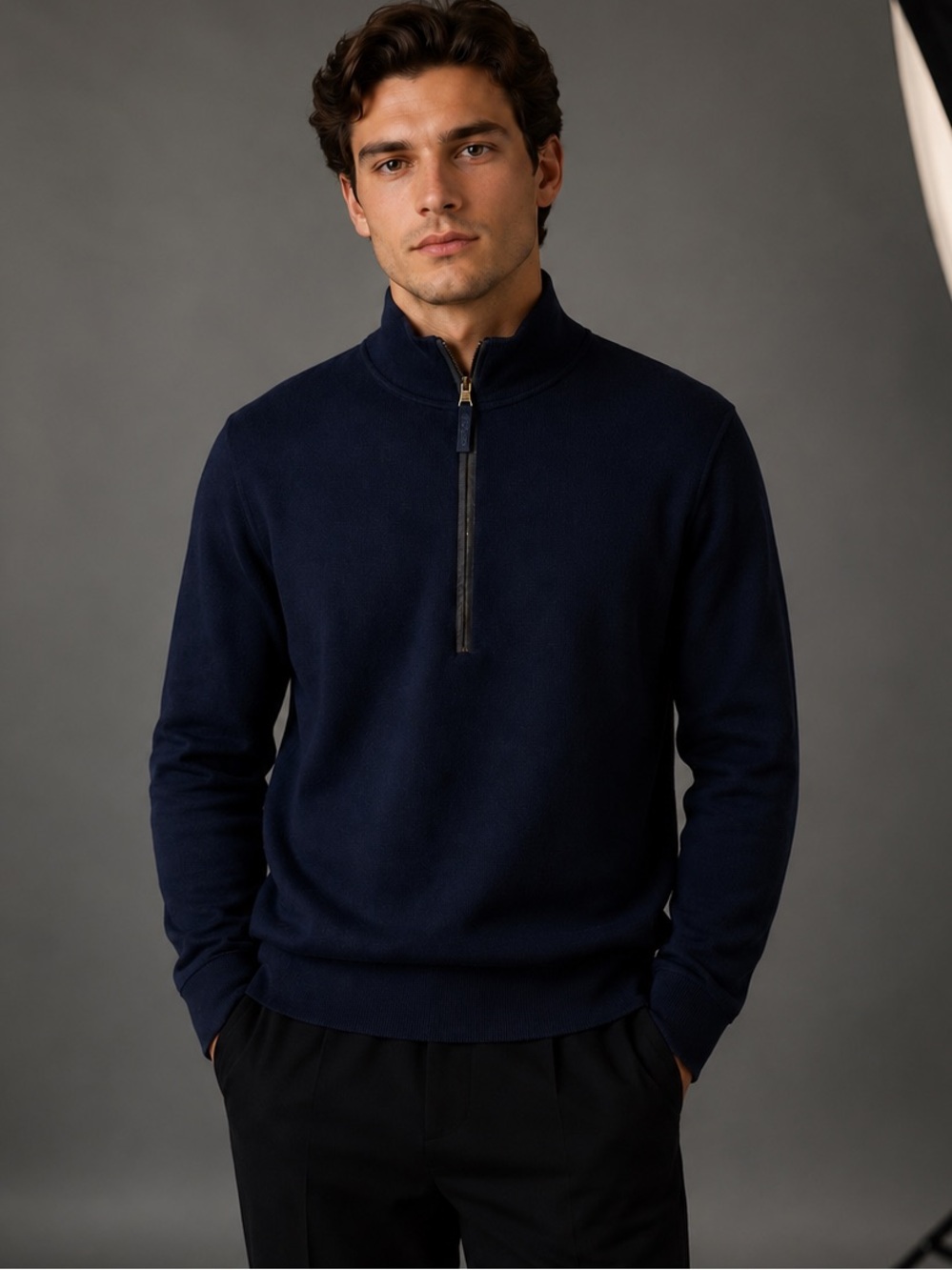 Prada Sport Navy Half Zip Wool Sweater Pullover Italy Size 52